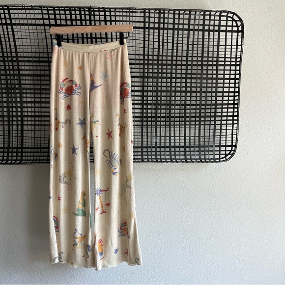 FARM Rio Pants - Farm Rio zodiac astrology beige shimmer pants